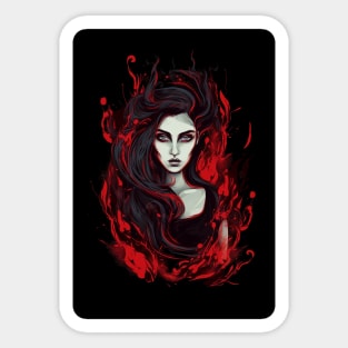 Gothic Woman in Flames Sticker